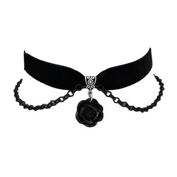 Black Rose Drape Gothic Choker