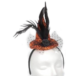Mini sombrero de bruja web (naranja)