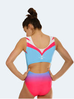 Aqua and Fuschia Swirl Ombré Gym Tank Leotard (Child)