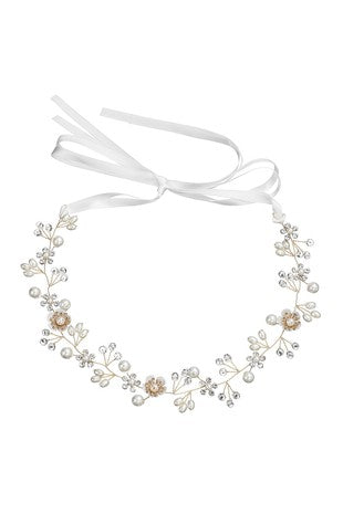 Rhinestone Pearl Wrap Flower Headpiece