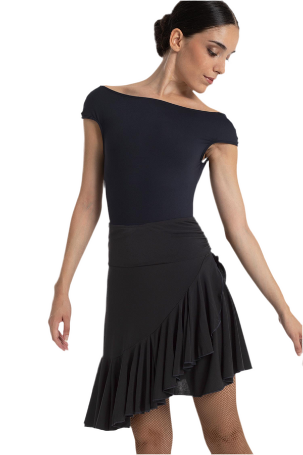 Ruched Asymmetric Latin Ruffle Dance Skirt (Adult)