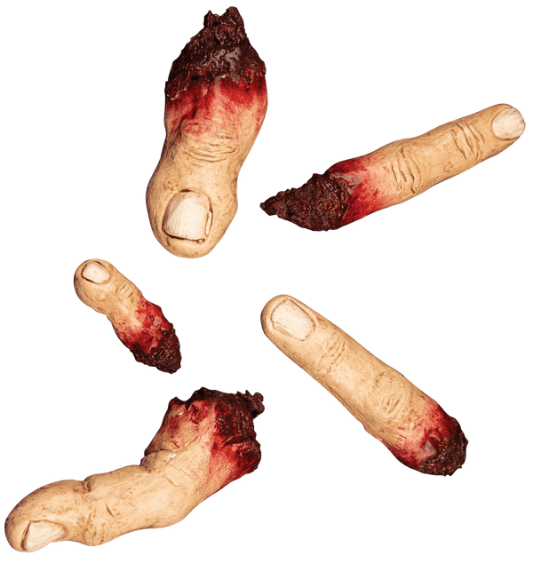 Objeto de dedos cortados con sangre 