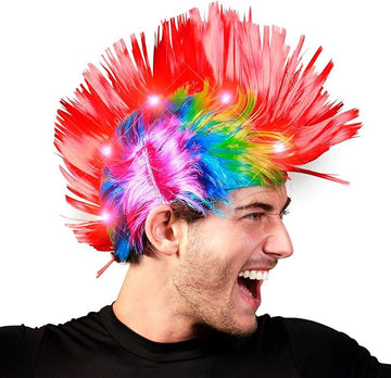 Rainbow Punk Mohawk Light Up Wig