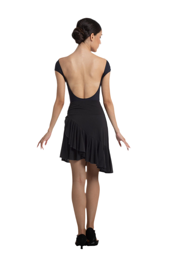 Ruched Asymmetric Latin Ruffle Dance Skirt (Adult)