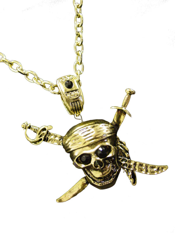 Gold Pirate Skull Necklace