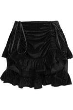 Velvet Ruched Bustle Skirt (Black)