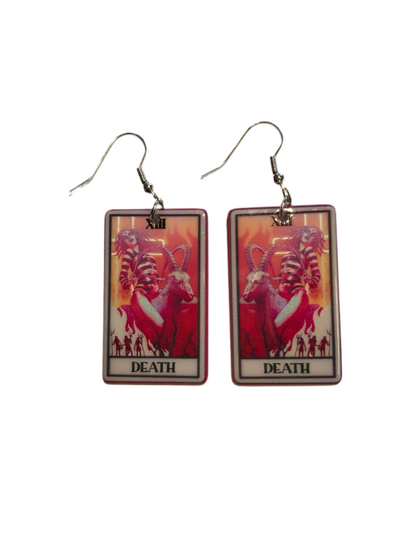 Beetlejuice Death Tarot Card Earrings