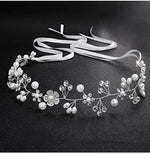 Rhinestone Pearl Wrap Flower Headpiece