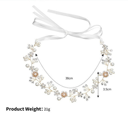 Rhinestone Pearl Wrap Flower Headpiece