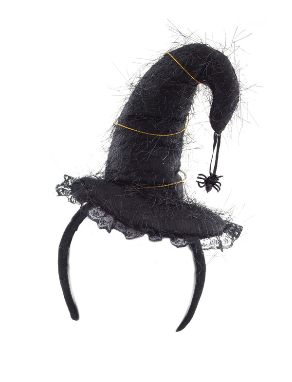 Mini sombrero de bruja con purpurina (negro)