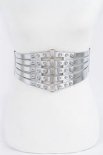 Metallic Studded Waist Elastic Belt