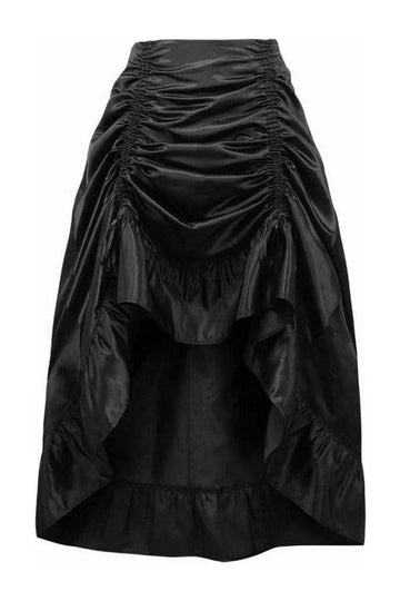 Satin Ruched Bustle Skirt (Black)