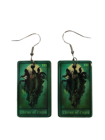 The Three of Cups Witches Tarot Card Earrings