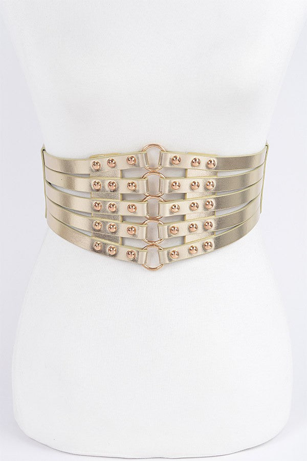 Metallic Studded Waist Elastic Belt