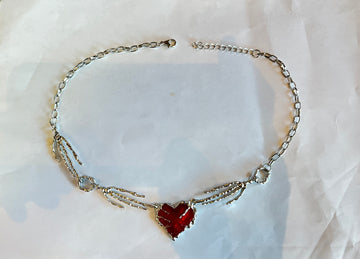 Skeleton Hand Heart Choker