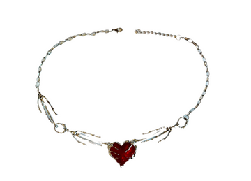 Skeleton Hand Heart Choker