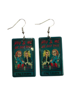 Chucky and Tiffany The Lovers Tarot Card Earrings