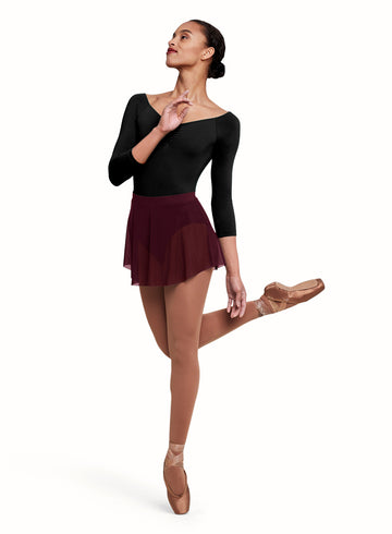 Girls Mesh Pull On Skirt (Burgundy)