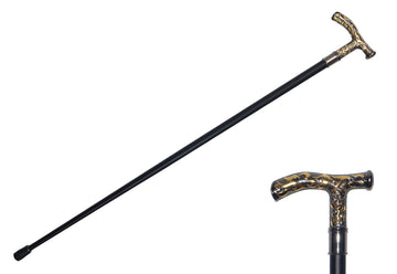 Deluxe Zinc Flame Handle Walking Stick (Gold)