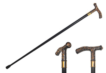 Deluxe Zinc Flame Skull Handle Walking Stick (Bronze)