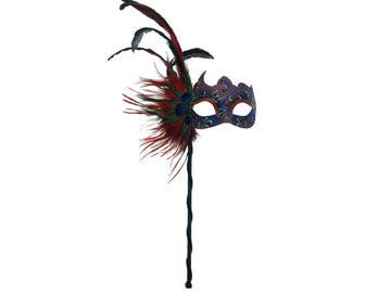 Máscara veneciana negra con asa