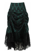 Falda con volantes y superposición de encaje (verde/negro) 