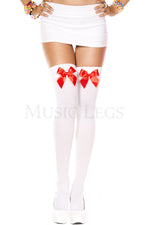 Thigh Highs with Satin Bow Accent