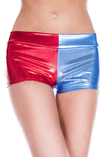 Shorts metalizados rojo/azul