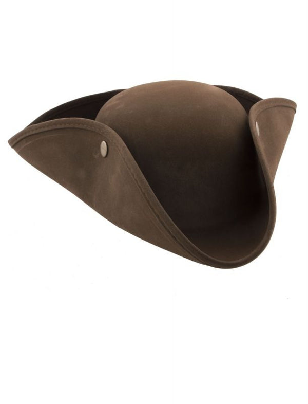 Sombrero tricornio de piel sintética marrón