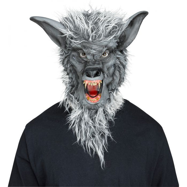 Máscara de hombre lobo gris