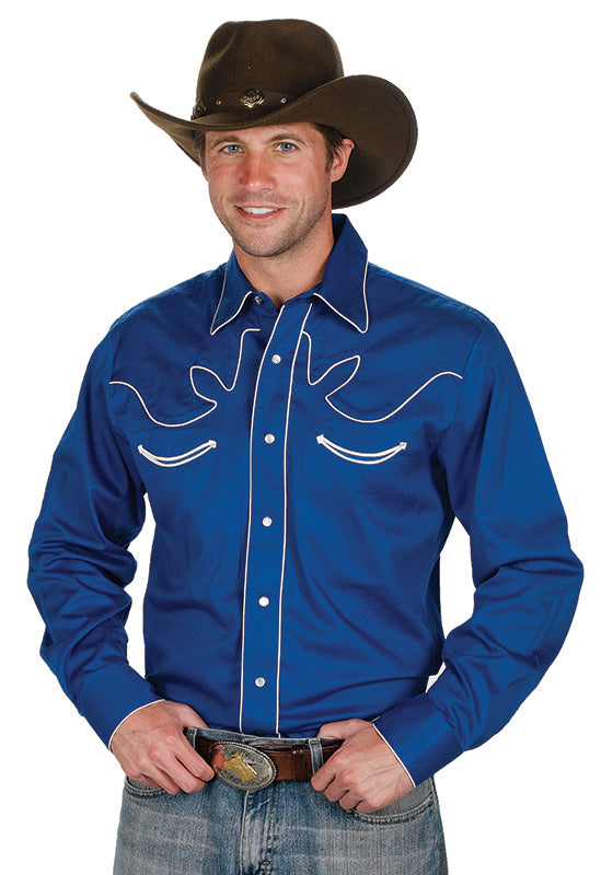 ROPER MEN'S BLACK HORSESHOE AND SPUR WESTERN SNAP SHIRT