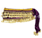 Bufanda de cadera con monedas doradas para danza del vientre de terciopelo